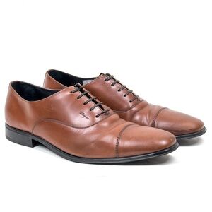 Salvatore Ferragamo ‘Remigio’ Lace-up Brown Oxford Cap Toe Men’s Shoes 10.5 D